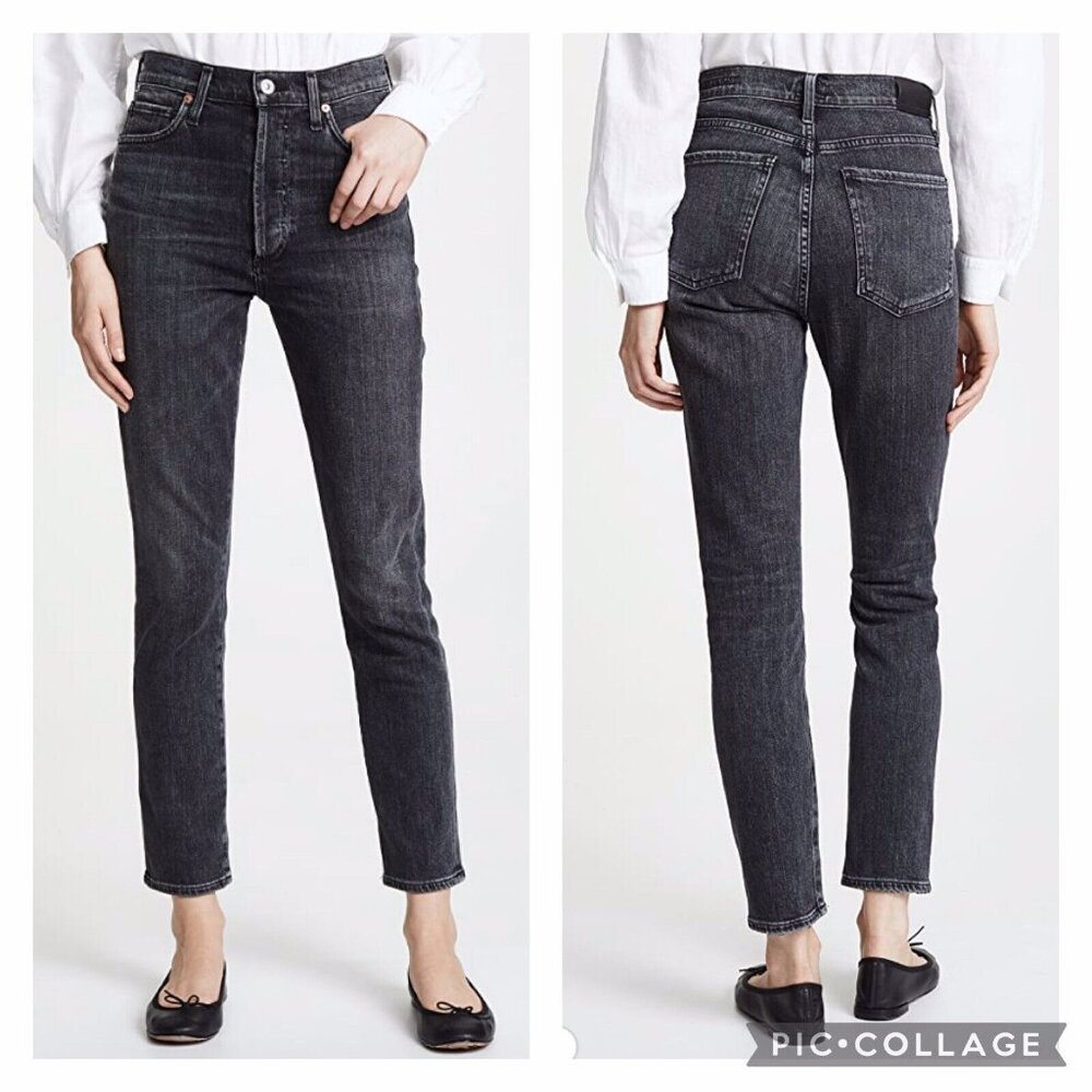COH Olivia High Rise Button Fly Slim Anke Jean in Wren Washed Black